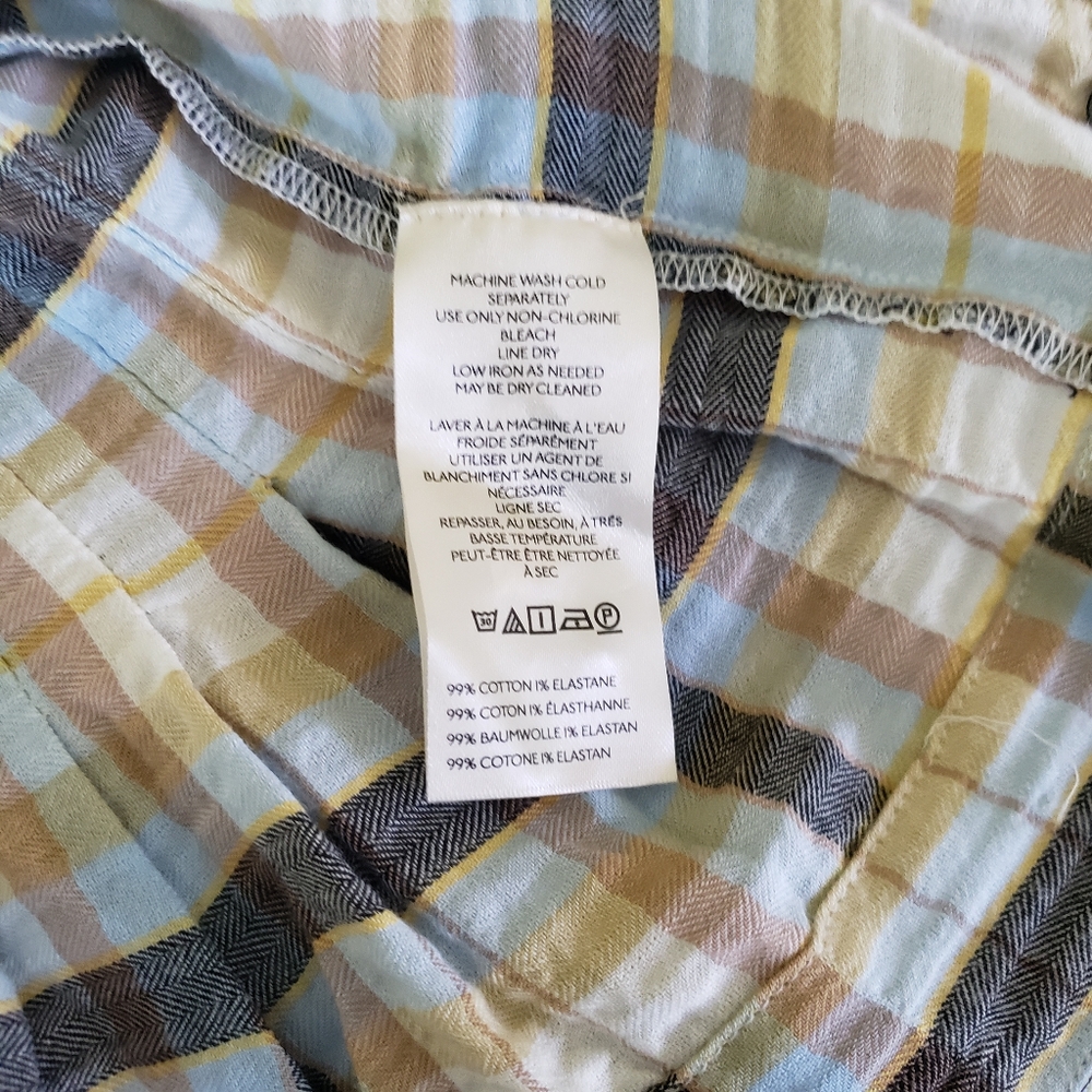 Pilcro Long Sleeve Pleated Plaid Relaxed Swing Blouse Size XL Cotton Elastane - Picture 15 of 15